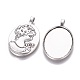 Tibetan Style Alloy Oval with Lady Head Portrait Pendant Cabochon Settings X-TIBEP-S219-AS-NR-2