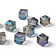 Faceted Cube Electorplated Glass Beads X-EGLA-E006-1J-2