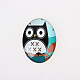 Cartoon Owl Printed Glass Oval Cabochons X-GGLA-N003-30x40-B19-1