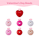 HOBBIESAY 350Pcs 6 Colors 8mm Round Beads with Red Heart Beads Acrylic Red Pink White Opaque Spacer Beads Heart Shaped Mixed Color Ball Charms for DIY Crafting Earrings Necklaces MACR-HY0001-01-4