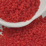 12/0 Perlas de semillas de vidrio, colores esmerilado, redondo, rojo, 2mm