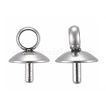 201 Stainless Steel Cup Pearl Peg Bails Pin Pendants, For Half Drilled Beads, Stainless Steel Color, 6x5mm, Pin: 1mm, Hole: 2.5mm