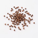 Iron Spacer Beads, Nickel Free, Round, Red Copper, about 3mm in diameter, 3mm thick, hole: 1.2mm, about 461pcs/20g