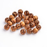 Des perles en bois naturel, teinte, sans plomb, ronde, burlywood, 8 mm de diamètre, Trou: 2.5mm, environ 1000 g / 6000 pcs