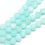 Natürliche weiße Jade Perlenstränge, gefärbt, matt, Runde, blassem Türkis, 8~9 mm, Bohrung: 1 mm, ca. 46~48 Stk. / Strang, 14.9 Zoll
