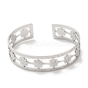 304 Stainless Steel Star Open Cuff Bangles BJEW-L682-026P