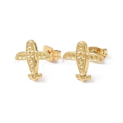 Ion Plating(IP) 304 Stainless Steel Plane Stud Earring Findings EJEW-I285-14G