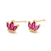 Серьги-гвоздики в виде короны с кубическим цирконием EJEW-G297-12G-01