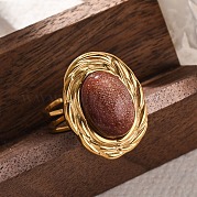 Овальные кольца из синтетического золота RJEW-M063-01G-19