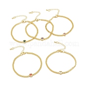 Браслет из кубического циркония в форме сердца с цепочками KK-E033-20G