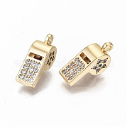 Brass Micro Pave Clear Cubic Zirconia Charms KK-S356-172G-NF