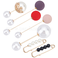 15pcs Sweater Clips Heavy Duty Safety Pins Faux White Pearl Brooch