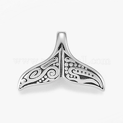 Anhänger aus Edelstahl 304, Walschwanz Form, Antik Silber Farbe, 17x25x7 mm, Bohrung: 3.5x6 mm