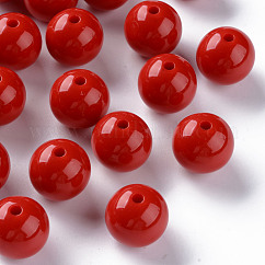 Abalorios acrílicos opacos, redondo, ladrillo refractario, 16x15mm, agujero: 2.8 mm, aproximamente 220 unidades / 500 g