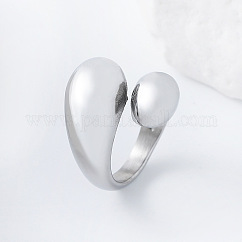 Bagues ouvertes en acier inoxydable 304 pour femmes, larme, couleur inoxydable, nous taille 7 (17.3 mm)