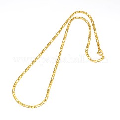 Fabricación de collares de cadena Figaro de acero inoxidable 304 con revestimiento iónico (IP), real 18k chapado en oro, 17.91 pulgada (45.5 cm), 3mm