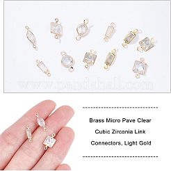60 connecteur de liaison en laiton micro pavé transparent en zircone cubique de style 6&nbsp;ZIRC-NB0001-86