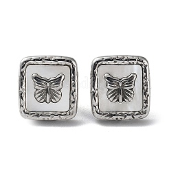 6 par de aretes de concha natural cuadrados y de mariposa de 2 colores&nbsp;EJEW-A024-04
