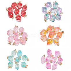 48pcs 6 Farben zweifarbige transparente sprühlackierte Glasanhänger&nbsp;GLAA-NB0001-38