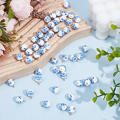 50 Stück blau-weißer Porzellananhänger mit Blumenmuster&nbsp;HJEW-PH02184