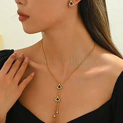 Set di gioielli in acciaio inossidabile con cuore a conchiglia e ventaglio a forma di fiore per donna&nbsp;XK7928-3