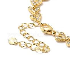 Bracciale a catena a maglie di cuore con zirconi cubici trasparenti&nbsp;BJEW-A132-07G