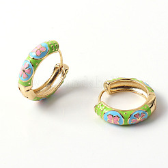 Arracadas con flor esmaltada&nbsp;LS-EJEW-G290-04G-A