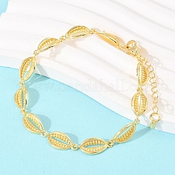 Armbänder aus Messing mit Gliederkette in Form einer Kaurimuschel für Damen&nbsp;BJEW-K248-07B-G