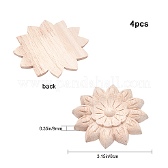 Bois de caoutchouc massif naturel sculpté onlay applique artisanat&nbsp;WOOD-GF0001-29