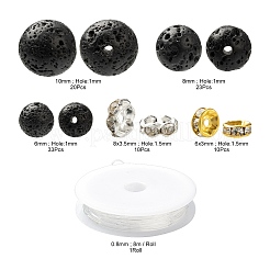 76 runde Perlen aus natürlichem Lavagestein für die Herstellung von DIY-Armbändern&nbsp;DIY-FS0002-01