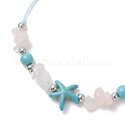 2 Stück Schildkröte und Seestern synthetische türkisfarbene Perlen geflochtene Perlenarmbänder für Frauen&nbsp;BJEW-JB12064-02