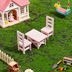 Mesas y sillas de madera con adornos en miniatura.&nbsp;AJEW-WH0410-306A