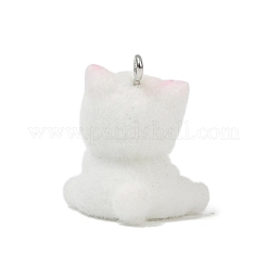 Pendentifs en résine opaque floquée à thème animalier&nbsp;RESI-H042-01P-05