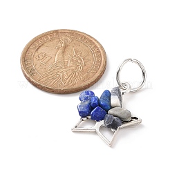 6 pièces 6 styles pendentifs en pierre mélangée naturelle et synthétique&nbsp;PALLOY-JF01946-02