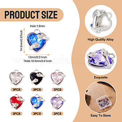 18 Stück 6 Farben Legierung Glas Charms&nbsp;FIND-TA0009-91P