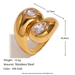 Modische 304 Edelstahl Zirkonia Fingerringe&nbsp;FS-WG3A113-06