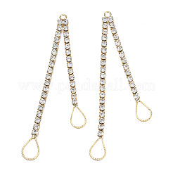 Messingpavé-Kristall-Strass-Kette mit großen Tropfenanhängern&nbsp;KK-N216-425-03LG