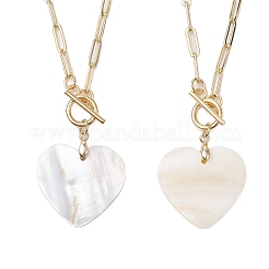 Collane con ciondolo a forma di cuore con conchiglia d'acqua dolce naturale&nbsp;NJEW-JN05152