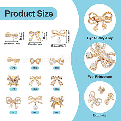 9 stücke 9 arten bowknot form legierung strass anstecknadel rücken für rucksack kleidung&nbsp;JEWB-TA0001-26