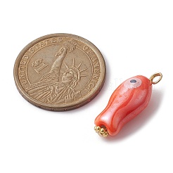 Anhänger aus glasiertem Porzellan in Fischform mit Symbol des bösen Blicks&nbsp;PALLOY-JF02166