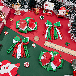 2 Paar 2 Stile Weihnachts-Haarspangen aus Polyester und Legierung mit Krokodilklemmen&nbsp;PHAR-WR0001-06