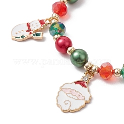 Charm-Armbänder aus Emaille mit Weihnachtsmann-Christbaumschmuck&nbsp;X1-BJEW-TA00465
