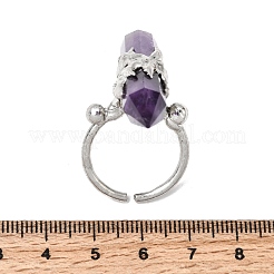 Anelli a polsino da donna in ametista naturale e ottone.&nbsp;RJEW-G374-01P-12