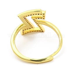 Anello regolabile con lettera iniziale smaltata a colori misti con zirconi chiari&nbsp;RJEW-P045-01G-Z