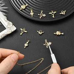 10 Stück 5 Stile Messing Micro Pave klare Zirkonia Charms&nbsp;KK-CJ0004-45