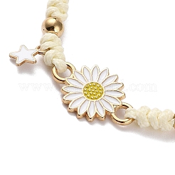 Braccialetti intrecciati con ciondoli smaltati in lega di girasole&nbsp;LS-BJEW-A016-01B
