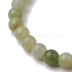 Bracelets extensibles en perles rondes en jade vert naturel de 6 mm&nbsp;BJEW-JB10854