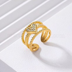 Offene Manschettenringe aus 304er Edelstahl mit Zirkonia für Damen&nbsp;WG55D17-01