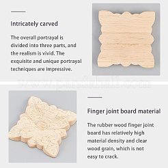 Artisanat d'applique onlay sculpté en bois massif naturel&nbsp;WOOD-FH0001-35