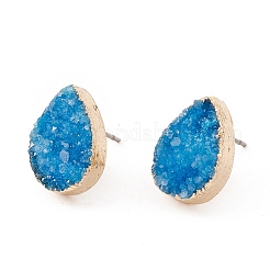 Orecchini a bottone in agata druzy naturale a goccia&nbsp;EJEW-L168-07